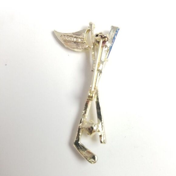 Vintage Gerry's Golf Club Ball Flagstick, Blue Enamel Brooch, Golfer Lapel Pin - Picture 2 of 6